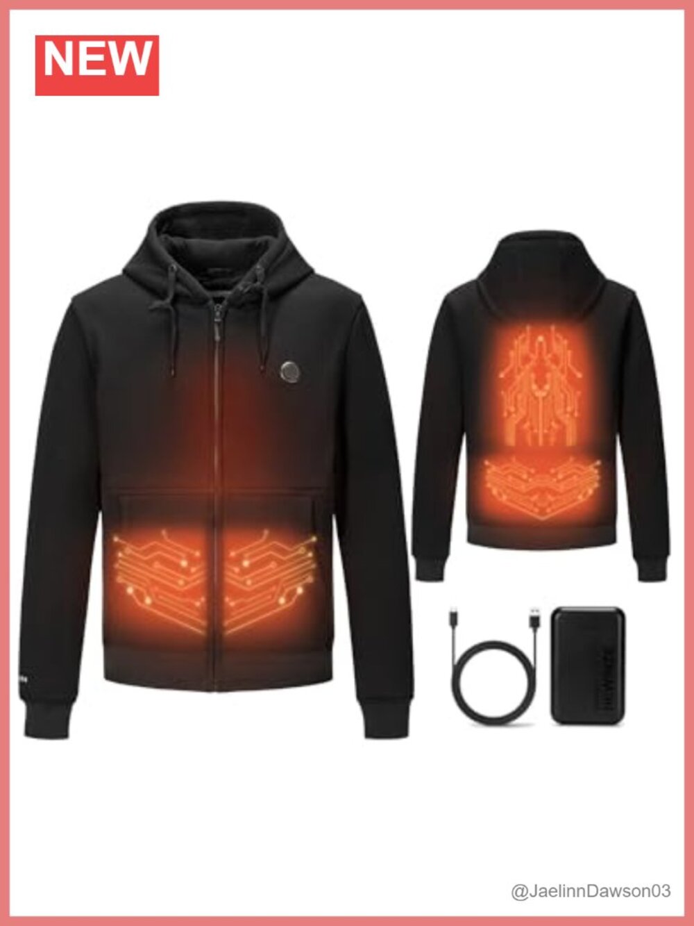 Unisex Heated Zip-Up Hoodie 5-Zone Graphene Fleece Battery Sweatshirt